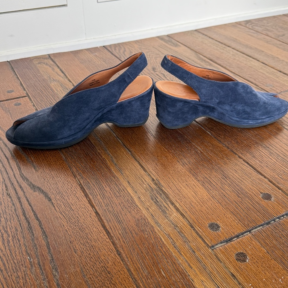 L’amour des pieds Odette suede sling back peep toe pumps size 9.5 - Picture 6 of 8